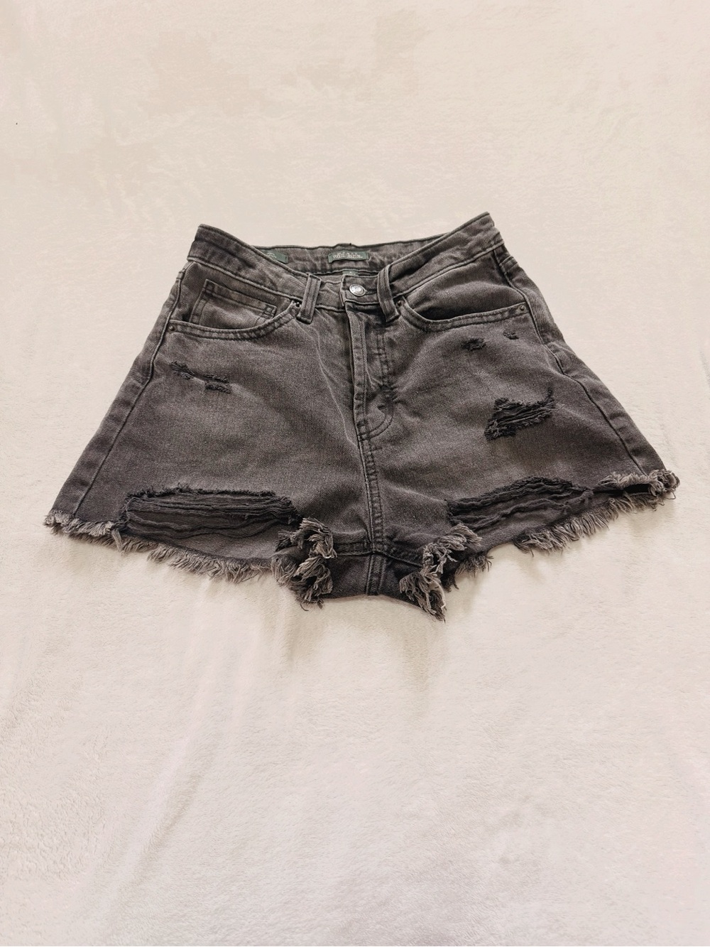 wild fable Distressed High-Rise Denim Shorts - Charcoal